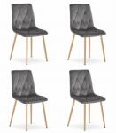 FDY Set 4 Scaune Bucatarie/Dining Fido Gri Inchis Catifea Picioare Metalice, Finisaj Lemn