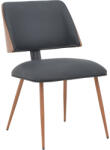 FDY Scaun Bucatarie/Dining Ulmos Piele Ecologica Negru, Picioare Metalice Finisaj Lemn