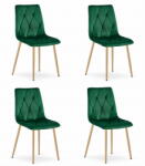FDY Set 4 Scaune Bucatarie/Dining Fido Picioare Finisaj Lemn, Catifea Verde