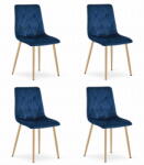 FDY Set 4 Scaune Bucatarie/Dining Fido Picioare Finisaj Lemn, Catifea Albastra