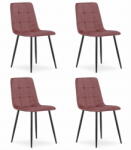 FDY Set Scaune 4 Bucatarie/Dining Jacob Roz Catifea, Picioare Negre
