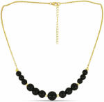  Arannyal Bevont Ezüst Nyaklánc Suwari Fekete Onixszal, Y58570