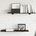 vidaXL 4 db füstös tölgy színű szerelt fa fali polc 80 x 20 x 1, 5 cm (838261)