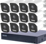  8MP H. 265x IP POE SWITCH 12db-os 4mm BULLET Kamerás Biztonsági Rendszer IP66 Vízálló Éjjel Nappal színes látás Hangrögzítés