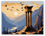 Számfestő Delphi Templomának Sziluettje Naplementében - számfestő készlet