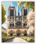  Notre-Dame Katedrális Tavaszi Virágzásban - számfestő készlet