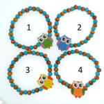  Kék Fa Szintetikus Türkiz Bagoly Karkötő (2) (K73) 6mm Átmérő: 4, 2cm