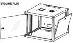 Legrand EVO12U6045P Evoline+ 19" 12U 600x450mm levehető oldallapos üvegajtós egyrészes fali rack szekrény (EVO12U6045P) - procompkft