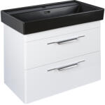 TMP cabinets Lux100 Fali Fürdőszobabútor - Cerastyle Sharp Fekete Mosdóval, Dupla Csaplyukkal, 100x48 cm
