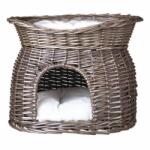 TRIXIE Wicker Cave with Bed on Top - fonott macskabútor (szürke) 54x43x37cm (028-2873)