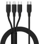 hoco. 3in1 kábel - USB - Lightning / Type-C (USB-C) / MicroUSB fekete szövet kábel 2, 4A, 1, 2 m (TG-PT5903396299490)