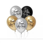 Godan Beauty&Charm: Dekorációs lufiszett „Happy New Year' felirattal, 30 cm - 5 db-os (GZ-HNY5)
