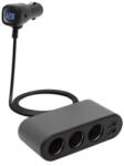 Somogyi Elektronic autós feszültségelosztó és USB töltő, 3.4A USB töltő, max. 80Watt, fém burkolat, Voltmérő, autó-akkumulátor állapotának