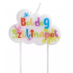 QX Boldog szülinapot felhőgyertya - 10 cm (497376) - aqua