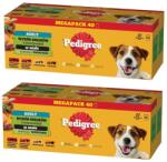 PEDIGREE Adult Choice of Flavors zöldségekkel 80x100g teljes értékű nedves eledel felnőtt kutyáknak, marhahús és bárányhús keverékével, marhahús és máj keverékével, csirkével, pulykával, mártásban