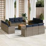 vidaXL 13 részes szürke polyrattan kerti ülőgarnitúra párnákkal (3256390)