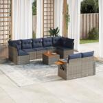vidaXL 10 részes szürke polyrattan kerti ülőgarnitúra párnával (3227139)