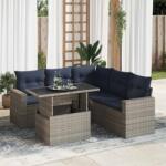 vidaXL 6 részes szürke polyrattan akácfa kerti ülőgarnitúra párnákkal (3326322)