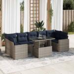 vidaXL 8 részes szürke polyrattan akácfa kerti ülőgarnitúra párnákkal (3326282)