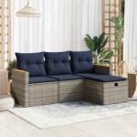 vidaXL 4 részes szürke polyrattan kerti ülőgarnitúra párnákkal (3325897)