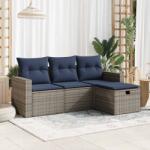 vidaXL 4 részes szürke polyrattan kerti ülőgarnitúra párnákkal (3325357)