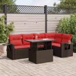 vidaXL 6 részes barna polyrattan akácfa kerti ülőgarnitúra párnával (3326485)