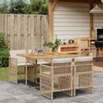 vidaXL 5 részes bézs polyrattan kerti étkezőgarnitúra párnákkal (3210904)