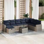 vidaXL 9 részes szürke polyrattan kerti ülőgarnitúra párnákkal (3325447)