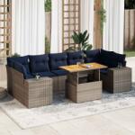 vidaXL 8 részes szürke polyrattan kerti ülőgarnitúra párnákkal (3327351)