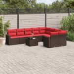 vidaXL 10 részes barna polyrattan kerti ülőgarnitúra párnákkal (3219444)