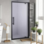STUXI Torino Black 70/80/90/100/110/120 cm széles nyílóajtós zuhanyajtó 6 mm vastag vízlepergető biztonsági üveggel, fekete elemekkel, 200 cm magas (TL-6308B-70)