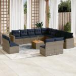 vidaXL 14 részes szürke polyrattan kerti ülőgarnitúra párnákkal (3256712)
