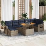 vidaXL 8 részes barna polyrattan akácfa kerti ülőgarnitúra párnákkal (3328041) - vidaxl