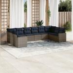 vidaXL 10 részes szürke polyrattan kerti ülőgarnitúra párnával (3219461)