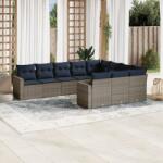vidaXL 10 részes szürke polyrattan kerti ülőgarnitúra párnával (3219481)