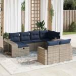 vidaXL 10 részes szürke polyrattan kerti ülőgarnitúra párnákkal (3326065)