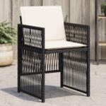 vidaXL 4 db fekete polyrattan kerti szék párnával (364966)
