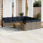 vidaXL 12 részes szürke polyrattan kerti ülőgarnitúra párnákkal (3256684)