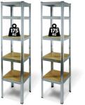  Fémpolc állvány - 5 szintes - fém - max. 175 kg - 180 x 40 x 40 cm - 2 db / csomag (10845)