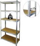  Fémpolc állvány - 5 szintes - fém - max 175 kg - 180 x 90 x 30 cm (10844)
