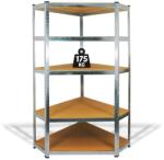  Fémpolc állvány - sarok - 5 szintes - fém - max. 175 kg - 180 x 90 x 30 cm (10846)