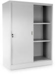 Rauman Közepes univerzális fém szekrény tolóajtókkal 90 x 40 x 120 cm, hengerzár, szürke - ral 7035