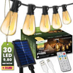 Lumileds Napelemes kerti girland 30x LED dekoratív izzók 9, 8 m 2700 K Meleg + Távirányító PYRIS LUMILED (LUMSOL0100)