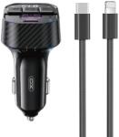 XO BCC17 FM Transzmitter Autós Töltő 30W, USB-C/Lightning kábellel a csomagban