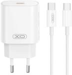 XO CE25 Fehér Hálózati Töltő szett PD25W 1*USB-C + USB-C / Lightning kábellel - xpro