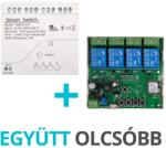 SmartWise 85V-250V AC négy áramkörös, Wi-Fi+Bluetooth NO/NC okosrelé
