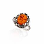 NASSIA Inel din argint 925 cu Chihlimbar si marcasite 4.26g, M61 (131023-07c)