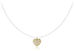 NASSIA Colier Fancy Color cu fir transparent si pandantiv Inima din AUR 14K cu cristale (191024-01)