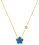 NASSIA Colier Blue Flower Crystal din Inox placat cu AUR (88413)