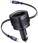 Baseus Enjoyment Max autós töltő USB-C + villámkábellel és USB-A + USB-C portokkal 90W Fekete (C00035507121-02) - jatekotthon